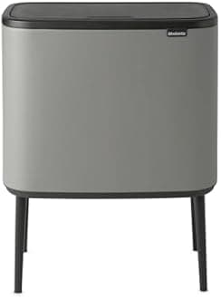 Brabantia Bo Touch Bin - 36L Inner Bucket (Mineral Concrete Grey) Waste Kitchen Bin - Soft-touch