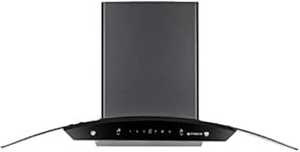 Faber 90 cm 1200 m³/hr Auto-Clean curved glass Kitchen Chimney (Hood Polo HC SC FL BK 90), Filterless technology, Touch & Gesture Control, Black)