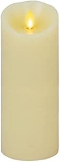 Luminara Realistic Moving Flame LED Candle Scalloped Edge Smooth Finish Real Wax Pillar, Timer, Remote Ready, Unscented - Ivory (10 Wide x 23 Tall Centimetre)