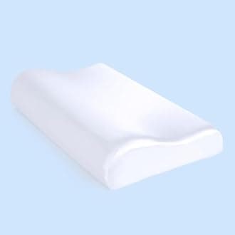 HOMBYS Satin Pillow Case for Contoured Support - Zippered Pillow Cover for Neck - Silky, Smooth and Breathable, 20"x12.5"x4", Pure White