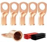 6pcs 4 Awg - 1/2" (M12) Sanuke Wire Lugs Ring Terminal Connectors Ends Heavy Duty for Battery Cable Lug tinned Copper Tubular Wire Electrical Eyelets with 3:1 Dual Wall Adhesive Heat Shrink