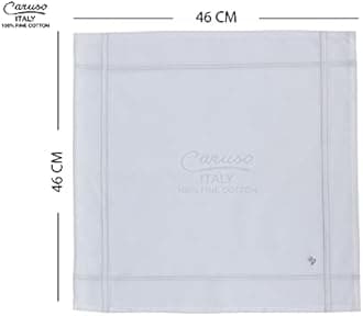 Caruso Italy Men's Initial Monogram (A-Z) Embroidery 100% Pure Cotton Handkerchief White Base With Colored Border - Pack Of 6
