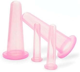 BWESOO 4Pcs Massage Cupping Set Silicone Mini Facial Cups Face Massager Helper Skin Care Neck Back Eyes Massaging Cup Safe to Use, Don't Worry About Burns Health Care Products (Pink)