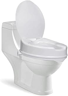 NEOSAFE Portable Lightweight Plastic Toilet Commode Seat Raiser Elevator Extension with lid cover Ideal for Handicap, Knee Patients, Old Senior Citizen (White, Size: 6 Inch)