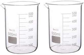 Boro 3.3 Glass Graduated Measuring Beaker for Lab or Kitchen (2x500ml)