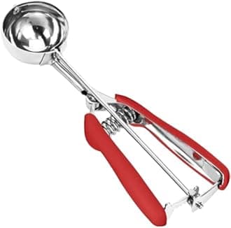 Ice Cream Scoop, 18/8 Stainless Steel Cookie Scoop, Cookie Scoops for Baking, 4 Tbsp/ 60 ml/ 2 oz Cookie Dough Scoop, Ice Cream Scooper with Trigger Release, Cookie Scooper for Baking(Red)