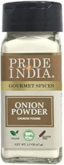 Pride Of India - Organic Onion Fine Ground, 3.1 oz (88 gm) Dual Sifter Jar - Certified Pure Indian Staple Spice, Flavor in Culinary Use