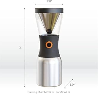 Asobu Coldbrew Portable Cold Brew Coffee Maker With a Vacuum Insulated 1 Liter Stainless Steel 18/8 Carafe Bpa Free (Wood)
