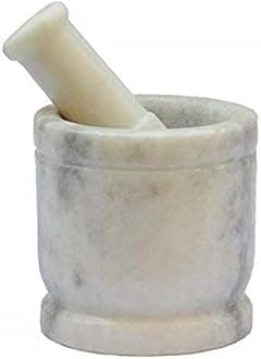 generic White Marble Imam Dasta/Mortar and Pestle Set/Ohkli Musal/Kharal/Idi Kallu/Khal Musal/Khalbatta/Spice Grinder-3 Inch