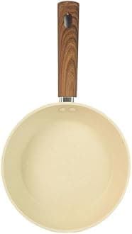 Non Stick Egg Frying pan with Blocks Granite Fry pan for Cooking with Wooden Handle uttapam Frying pan Egg Omelette pan Round with Detachable Handle (Kadhai pan 22CM)