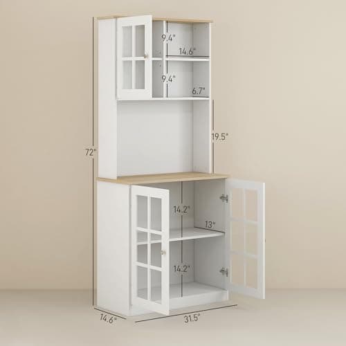 HOMCOM 72" Modern Kitchen Solid Storage Kitchen Cabinet Pantry with Sleek Minimal Design & Ample Storage Space, White