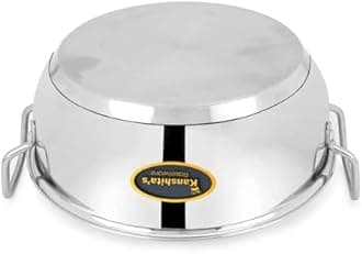 Kanshita's Rasoiware Heavy Gauge Stainless Steel Induction Bottom/Gas Stove Friendly Kadai With Lid- 1.5 Litre, Silver