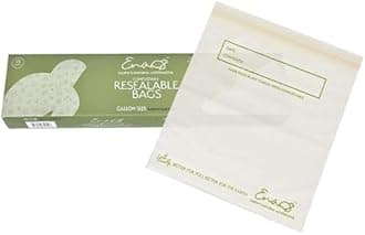 100% Compostable Food Storage Bags [Gallon 50 Pack] Eco-Friendly Freezer Bags, Resealable Bags, Heavy-Duty, Biodegradable, Reusable, Off-White by Earth's Natural Alternative