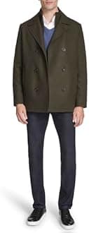 Kenneth Cole mens Double Breasted Peacoat With Full Zip Bib