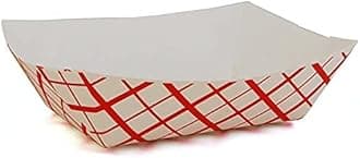 Concession Essentials 1lb Paper Food Trays. Heavy Duty, Grease Resistant- Pack of 100ct