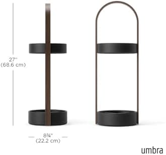 Umbrella Stand, Black/Walnut : Umbra Hub Umbrella Stand, Black/Walnut