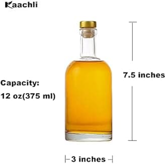 Kaachli Glass Bottle [Pack of 6] Swing Top Brewing Bottle with Stopper for Beverages, Oil, Vinegar, Kombucha, Beer, Water, Soda, Kefir Airtight Lid (Clear, KC-Short-12oz-6pic)