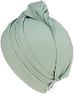 2 PCS Tee Shirt Drying Wrap, Frizz Free, Soft & Lightweight&Flexible, Hair Drying Turban, Gentle Drying Towel Wrap with Button, for Long Hair (Sage&Pink)