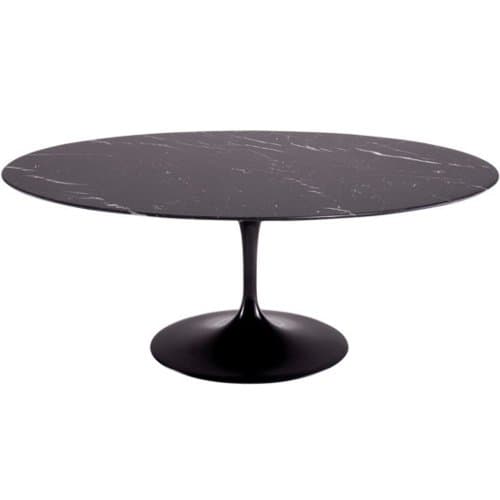 Flower Marble Table Oval 78", Black