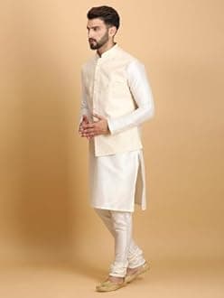 Ethluxis Men's Kurta Churidar Pyjama with Nehru Bandhgala Jacket
