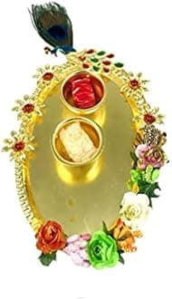 Evisha Swastik And Golden Hanging Bhai/Brother Bhabhi Rakhi Set and Roli Chawal Puja Plate Rakhi Combo-127-Kada-21-T | | rakhi || rakhi set || rakhi for brother || rakhi for brother and bhabhi || rakhi combo || bhaiya bhabhi rakhi || rakhi gifts