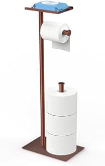 CISILY Bronze Toilet Paper Holder Stand with Phone Shelf, Bathroom Toliet Decor Decoration. Tissue Paper Roll Holder Free Standing Storage, Rv Accessories, Apartment Restroom Household