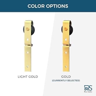 Rio Salto Gold Bifold Sliding Barn Door Hardware Kit Heavy Duty Metal Track System with Matching Knobs Gold Bi-Fold Barn Door Bifold Closet Doors, Bi-Folding 52" Track for 4 Doors, 4 Rollers No Door