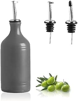 Sweejar Ceramic Olive Oil Dispenser Bottle, Opaque Oil Cruet Protects Oil to Reduce Oxidation, Suitable for Storage Oil, Vinegar, Coffee Syrups & Other Liquids, Pack of 1, 15.5 Fl Oz (Dark Grey)