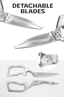 DALSTRONG Professional Kitchen Scissors - 420J2 Japanese Stainless Steel - Ambidextrous Kitchen Shears - Detachable - Heavy Duty Sharp Blade - Vegetable, Meat, Pizza Scissors - Food Stain Resistant
