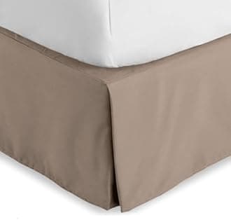 Bare Home Full Bed Skirt - 15-Inch Tailored Drop Easy Fit - Bed Skirt for Beds - Center & Corner Pleats (Full, Taupe)