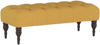 Storage Zeno Ottoman with Hidden Compartment, Rectangular 2 Seater Ottoman, Living Room Furniture, Storage Ottomans for Office, Bedroom, Living Room (Ivory) (Yellow Velvet)