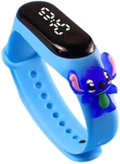 ZOVUTA Digital Dial Waterproof Stylish & Fashionable Wrist Smart Watch LED Band for Kids, Colorful Cartoon for Boys & Girls (Removable Silicon Strap) (Lilo & Stitch)