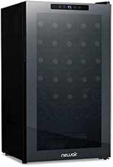 Newair 34 Bottle Wine Cooler Refrigerator | Shadow Series | Freestanding Mirrored Wine and Beverage Fridge with Double-Layer Tempered Glass Door & Compressor Cooling For Reds, Whites, & Sparkling Wine