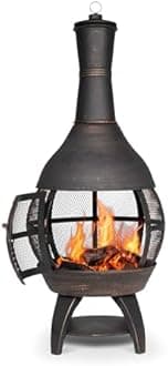 Dellonda Deluxe 360° Chiminea/Fire Pit/Outdoor Heater - Antique Bronze Finish - DG112