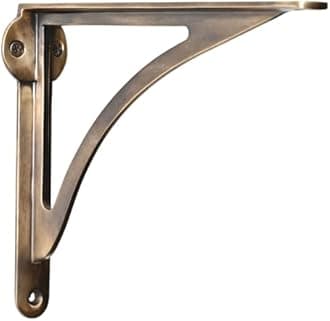 Decorative Brass Shelf Bracket | Antique Shelf Bracket for Shelving L Shaped Design | Heavy Duty | Modern Sleek Shelf 8 Inches ( Pack of 4 )
