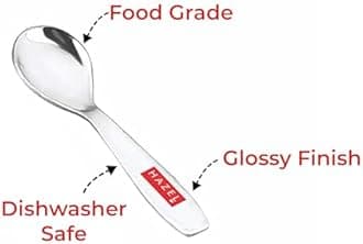 HAZEL Stainless Steel Spoon for Spice Box | Small Mini Spoon for All Tea Coffee Sugar & Spices Set, Set of 6, 8.4 Centimeter