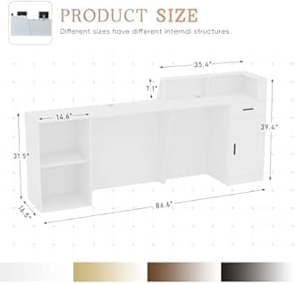 IEHFDCA Retail Reception Desk with Storage, Modern Checkout Counter for Store, Anti-Scratch Front Desk for Salon, Boutique, Cafe – Easy Assembly L 86.6" × 16.5" × 39.4"