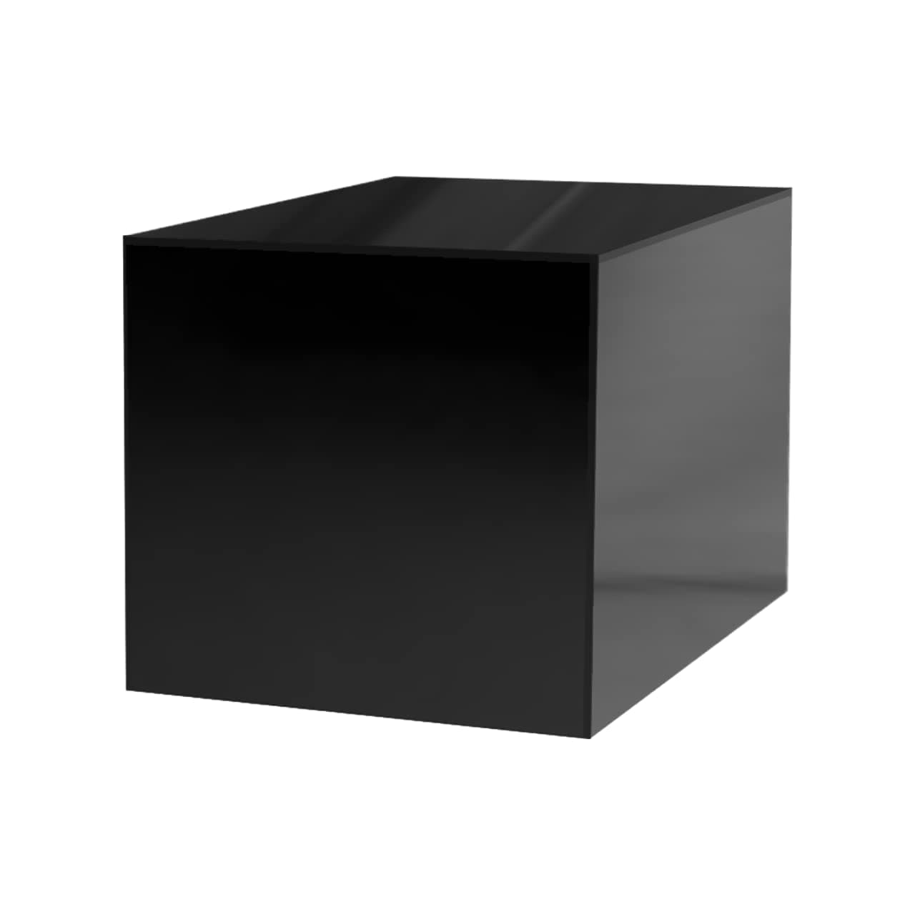 6 Inch Acrylic Display Riser Box with One Open Side No Lid Versatile Preassembled Glossy Black Square Lucite Retail Product Platform or Merchandise Storage Bin by Marketing Holders