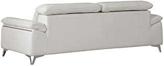 Blackjack Furniture Naples Top Grain Genuine Italian Leather Sofa with Adjustable Headrests Sofa, 88", Snow White