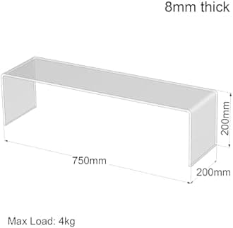 Acrylic Display Shelves - Clear Display Plastic Perspex Stands Risers Plinths (8mm-thick-75cm-20cm-20cm)