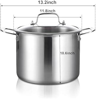 DELARLO Tri-ply Stainless Steel 20QT Stock Pot, Compatible with All Stoves Up to 600℉, 18/10 Induction Big Cooking Pot with Lid, Fast & Even Heating, Durable Large Soup Pot