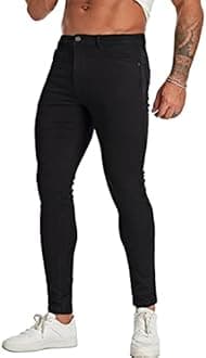 Men's Super Skinny Stretch Tapered Leg Slim Fit Ripped Distressed Jeans…