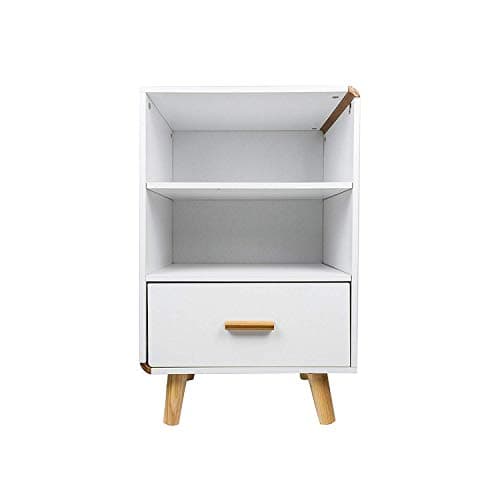 TopHomer Nightstand Storage Organizer Side Table Stackable End Table Tall Bedroom Wood Home Sofa Side Bedside Living Room Lounge Furniture End Table Canbinet Drawer Storage with 4 Pine Legs