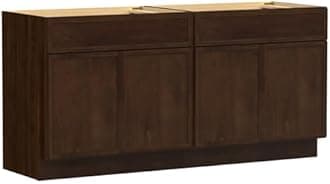 Vanity Art 78 Inch Bathroom Vanity Base Cabinet Double Sink Top (Without Sink), Soft Closing Door, Storage Unassembled Cabinet, Brown, 2ea 39 Inch Cabinet Combo