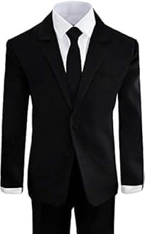 Black n Bianco Boys' Formal Black Suit with Shirt and Vest