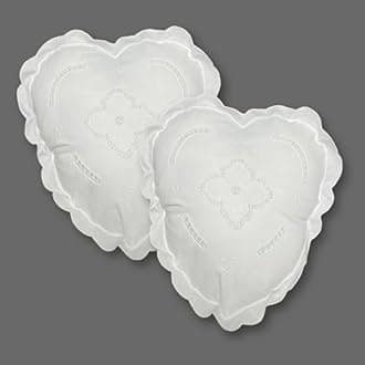 MODERN HEIRLOOM Provencal Heart Vintage Pillow Set, Includes 2 Pillows - White, 14 inches