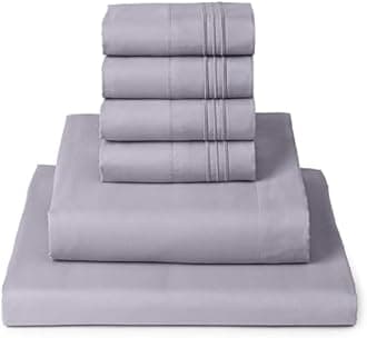 Mellanni Queen Sheet Set - 6-Piece Iconic Collection Bedding, (Including 4 Pillowcases), 16-Inch Deep Pocket, Easy Care, Extra Soft, Cooling Sheets, Brushed Microfiber - Lavender