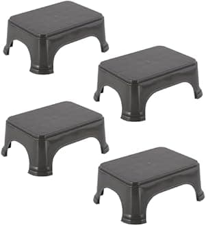 Kuber Industries Pack of 4 Durable Bathroom Stool for Bathing | Comfortable Indoor Machiya for Sitting | Senior Citizens Bath Stool & Adults Patla Chair for Home | Plain P6 - Grey