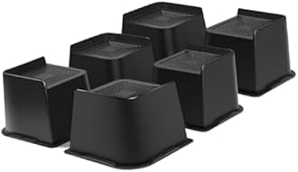 MYMULIKE Bed Risers Heavy Duty, Oversized Furniture Risers, Support Up to 6000 Lbs, Lift 3 inch for Couch, Sofa, Table,Chair (Black 6 Pack, 4 inch)