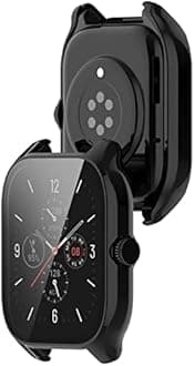 Compatible for Amazfit GTS 4 Watch Case. Scratch-Resistant Protective Case Cover PC Case with HD Tempered Glass Screen Protector for Amazfit GTS 4 GTS4 Case (3 Pack C)